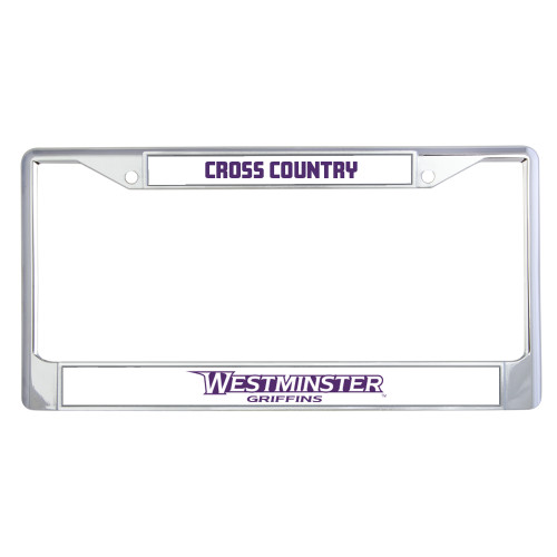  Metal License Plate Frame in Chrome - Westminster Athletic Word Mark