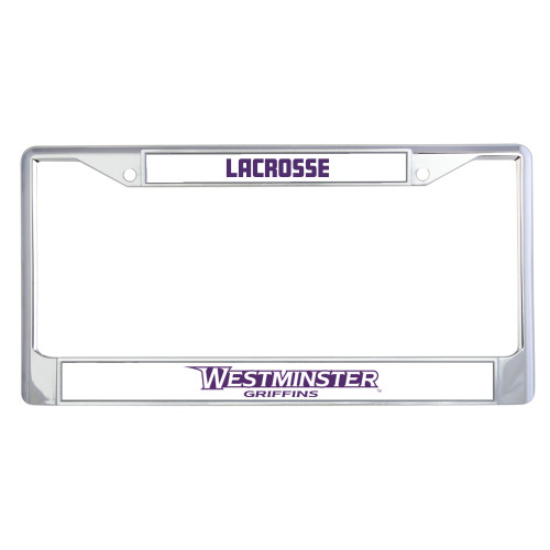  Metal License Plate Frame in Chrome - Westminster Athletic Word Mark
