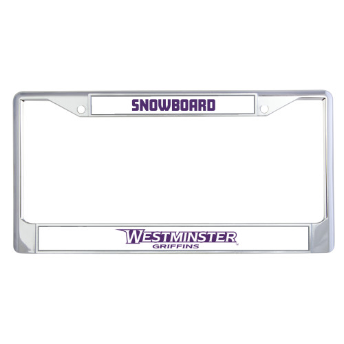  Metal License Plate Frame in Chrome - Westminster Athletic Word Mark