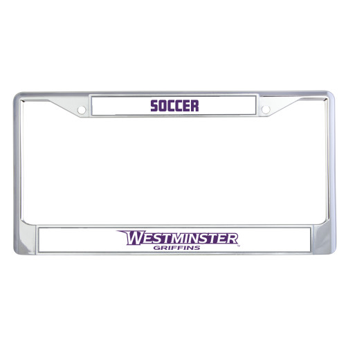  Metal License Plate Frame in Chrome - Westminster Athletic Word Mark