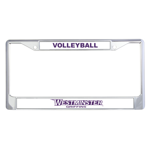  Metal License Plate Frame in Chrome - Westminster Athletic Word Mark