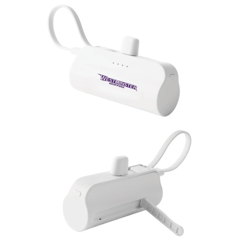  Sidekick White 4500 mAh Power Bank - Westminster Athletic Word Mark