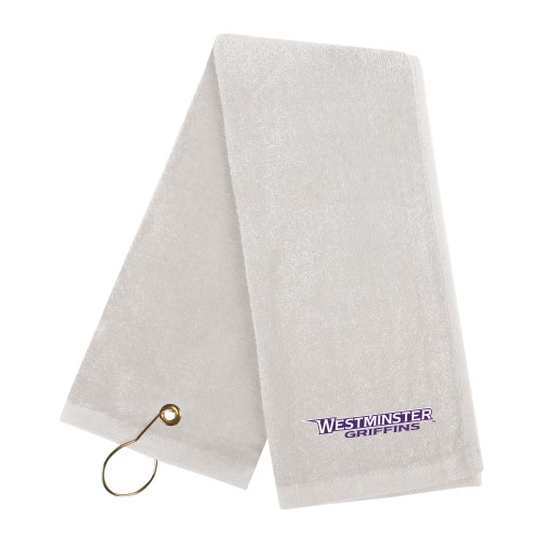  White Golf Towel - Westminster Athletic Word Mark