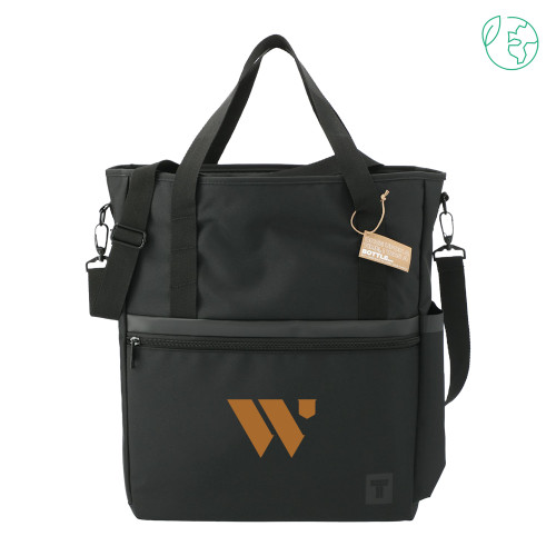  Tranzip Black Recycled Computer Tote - WU Logo Mark