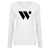 Thumbnail image for  Womens White Long Sleeve V Neck Tee 