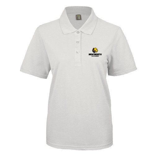 Womens Silk Touch White Pique Polo - Official Logo