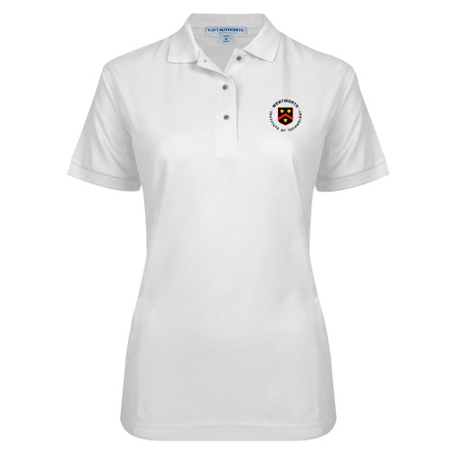  Womens Silk Touch White Pique Polo - Wenworth Shield Technology