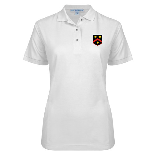  Womens Silk Touch White Pique Polo - Wenworth Shield
