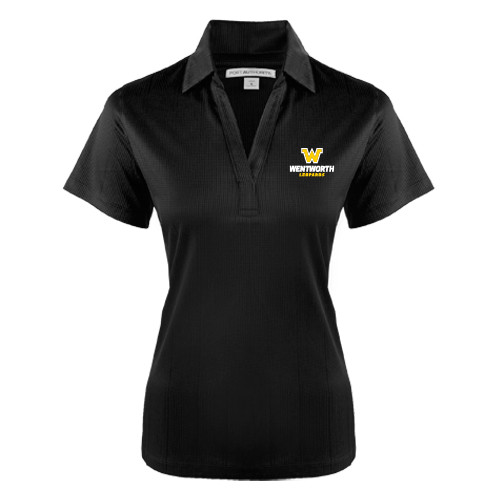  Womens Black Performance Fine Jacquard Polo - W Wentworth Leopards Stacked