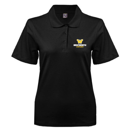  Womens Silk Touch Black Pique Polo - W Wentworth Leopards Stacked