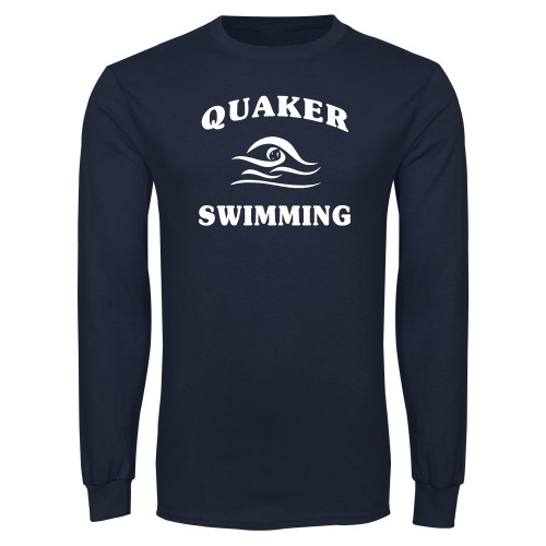  Navy Long Sleeve T-Shirt - Swimming