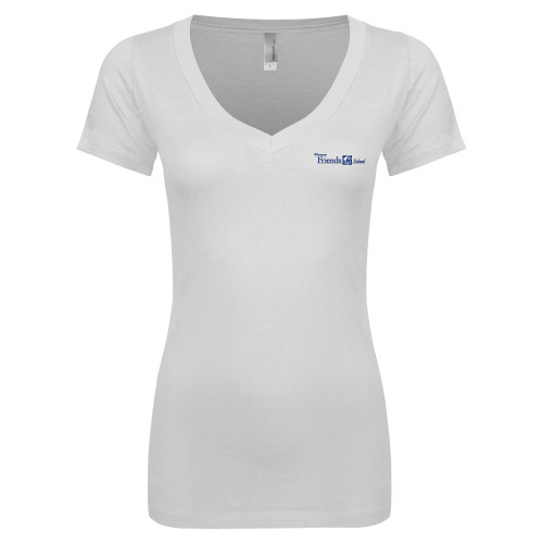  Next Level Womens White Ideal V Tee - Primary Mark