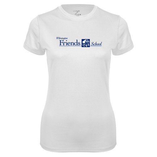  Womens White Performance Tee - Primary Mark