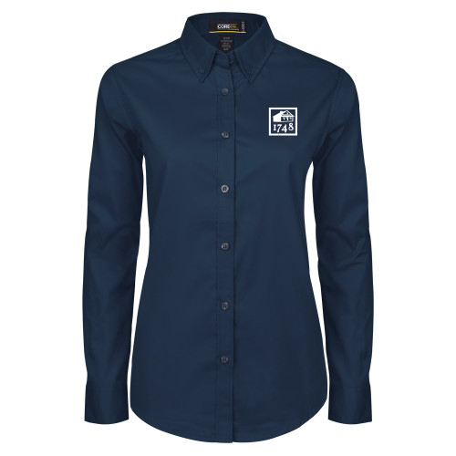  Womens Navy Twill Button Down Long Sleeve  - Wilmington 1748