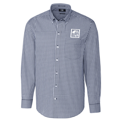  Cutter & Buck Navy Gingham Long Sleeve Button Down - Wilmington 1748