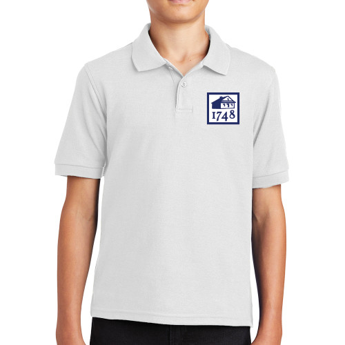  Youth White Silk Touch Polo - Wilmington 1748