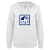 Thumbnail image for  ENZA Womens White V Notch Raw Edge Fleece Hoodie