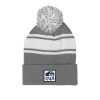 Thumbnail image for  Grey/White Two Tone Knit Pom Beanie w/Cuff