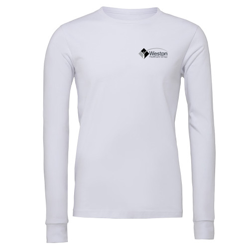 Bella + Canvas White Jersey Cotton Long Sleeve T Shirt-Weston Healthcare