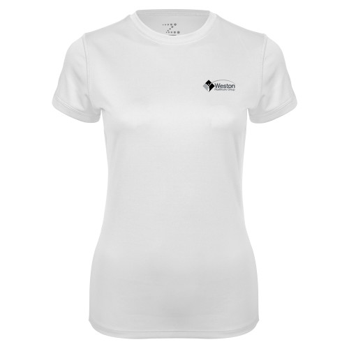 Womens White Performance Tee-Weston Healthcare