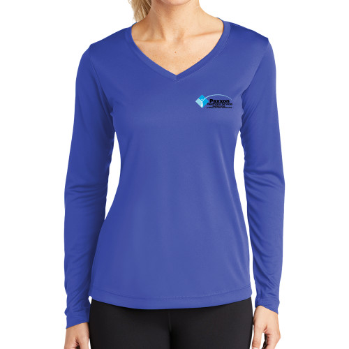 Womens Royal Performance Long Sleeve V Neck Shirt-Paxxon
