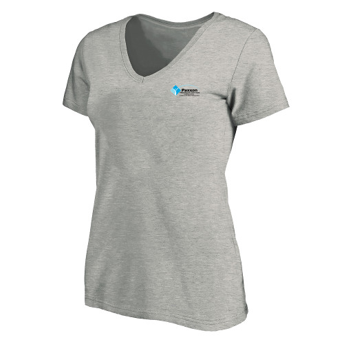 Womens Plus Heather Grey V Neck T Shirt-Paxxon