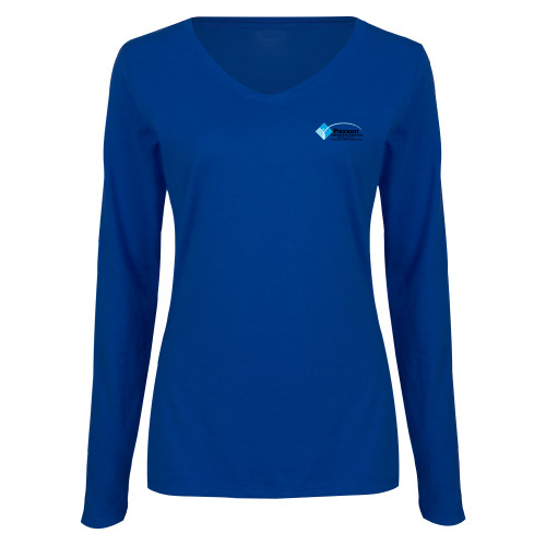 Womens Royal Long Sleeve V Neck Tee -Paxxon