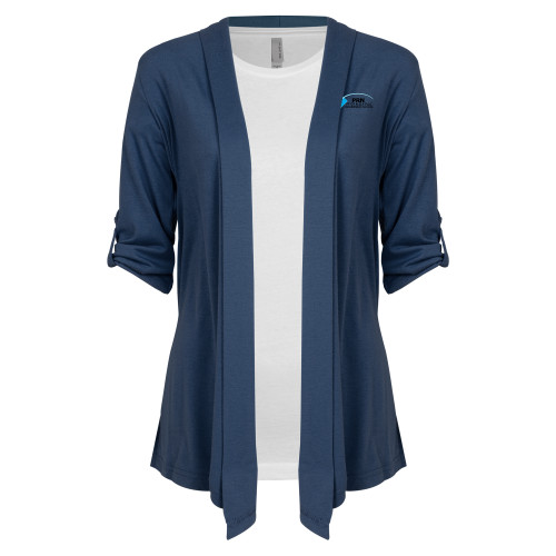 Womens Navy Drape Front Cardigan Sweater -PRN