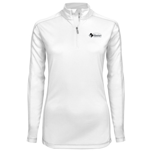 Syntrel Womens White Interlock 1/4 Zip-Weston Healthcare