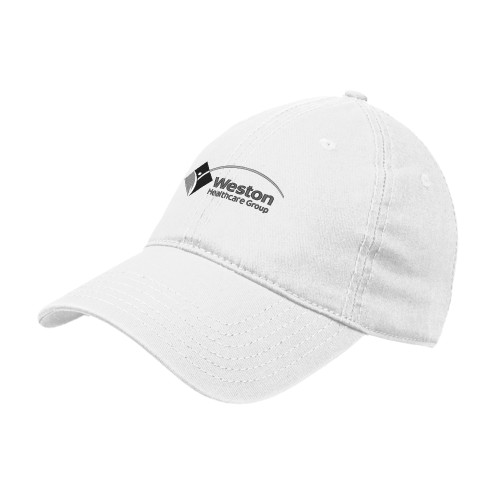 White Unstructured Adjustable Low Profile Hat-Weston Healthcare