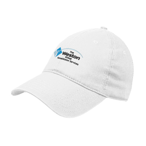 White Unstructured Adjustable Low Profile Hat-The Weston Group