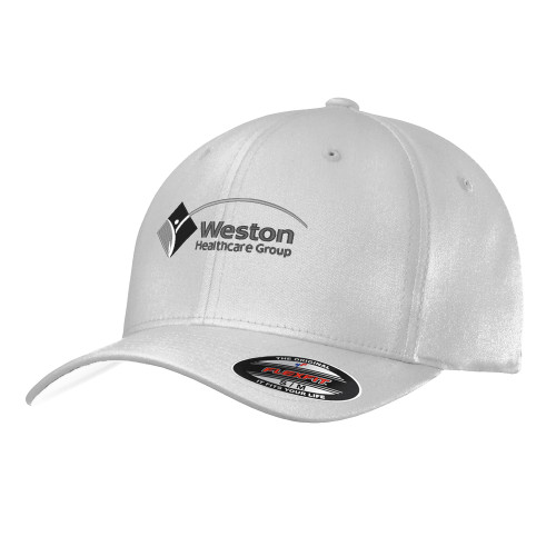White Flexfit Structured Low Profile Hat-Weston Healthcare