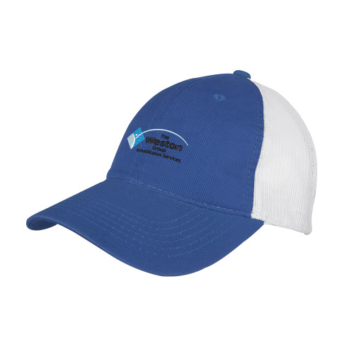 Royal/White Mesh Back Unstructured Low Profile Hat-The Weston Group
