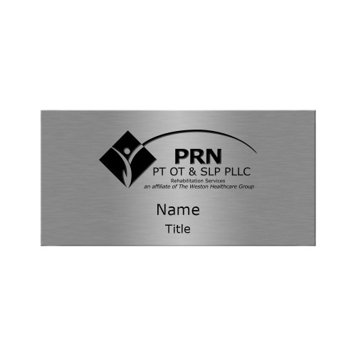 Brushed Silver w/ Black Name Badge-