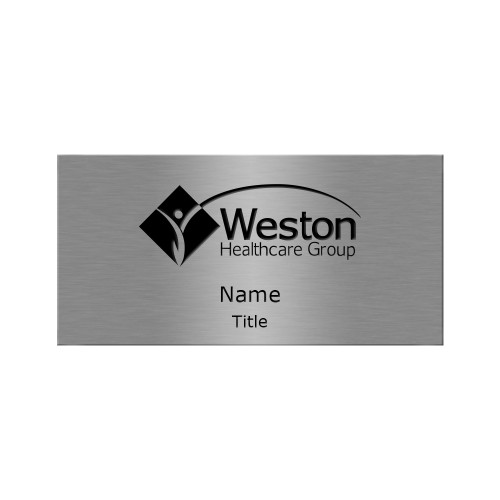 Brushed Silver w/ Black Name Badge-