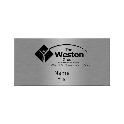 Brushed Silver w/ Black Name Badge-