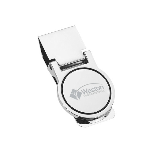 Round Silver Money Clip-Weston Healthcare Engraved