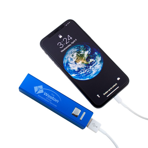Aluminum Blue Power Bank-The Weston Group Engraved
