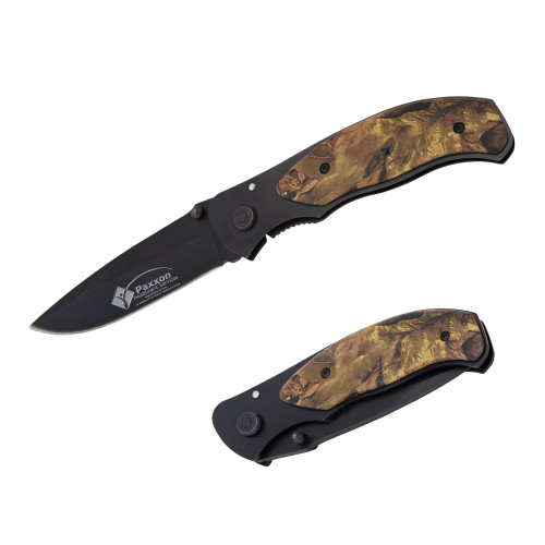 Black Stainless Steel Camo Utility Knife-Paxxon Engraved