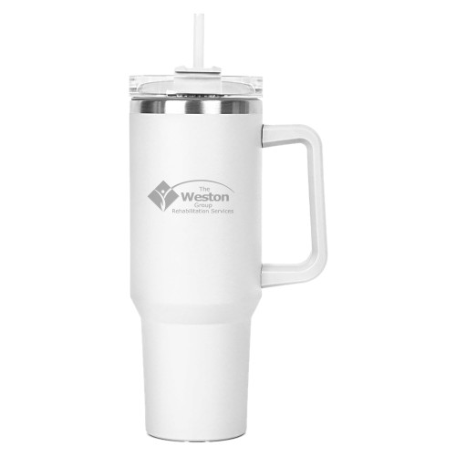Hippo White Mug & Straw Lid with Twist Closure 40 oz-The Weston Group Engraved