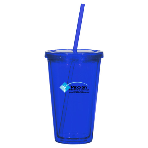 Madison Double Wall Blue Tumbler w/Straw 16oz-Paxxon