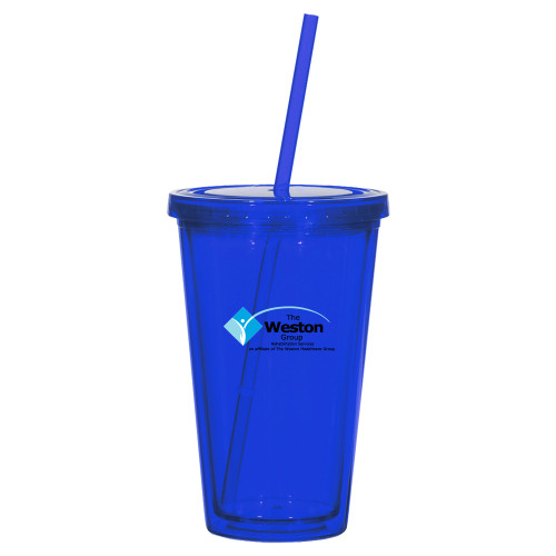 Madison Double Wall Blue Tumbler w/Straw 16oz-The Weston Group