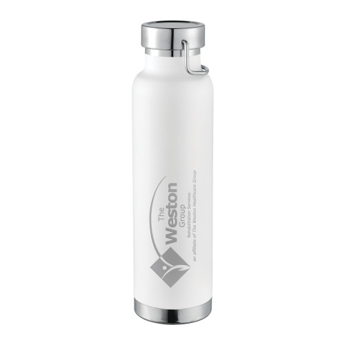 Thor Copper Vacuum Insulated White Bottle 22oz-The Weston Group Engraved