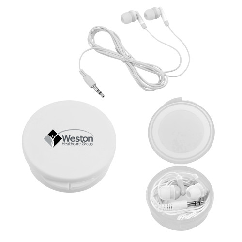 Ear Buds in White Case-Weston Healthcare
