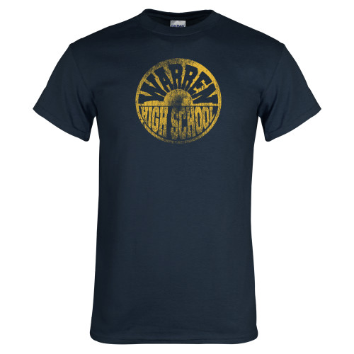  Navy T Shirt - Warren High School Circle Distressed