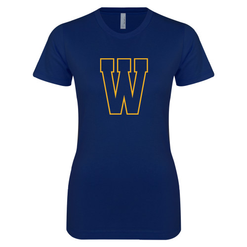  Next Level Womens Navy Boyfriend Tee - W Logo