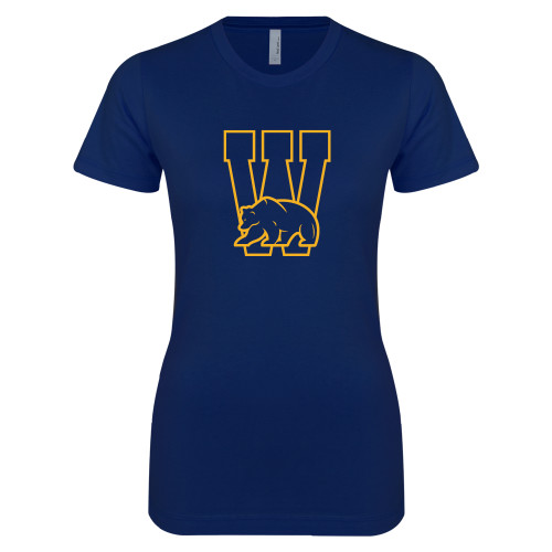  Next Level Womens Navy Boyfriend Tee - W Logo with Bear