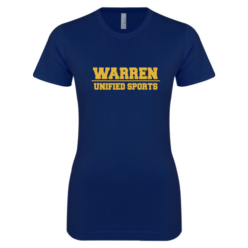  Next Level Womens Navy Boyfriend Tee - Warren Unified Sports