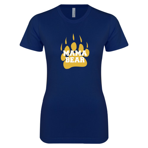  Next Level Womens Navy Boyfriend Tee - Mama Bear