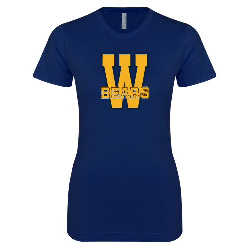  Next Level Womens Navy Boyfriend Tee - W Bears